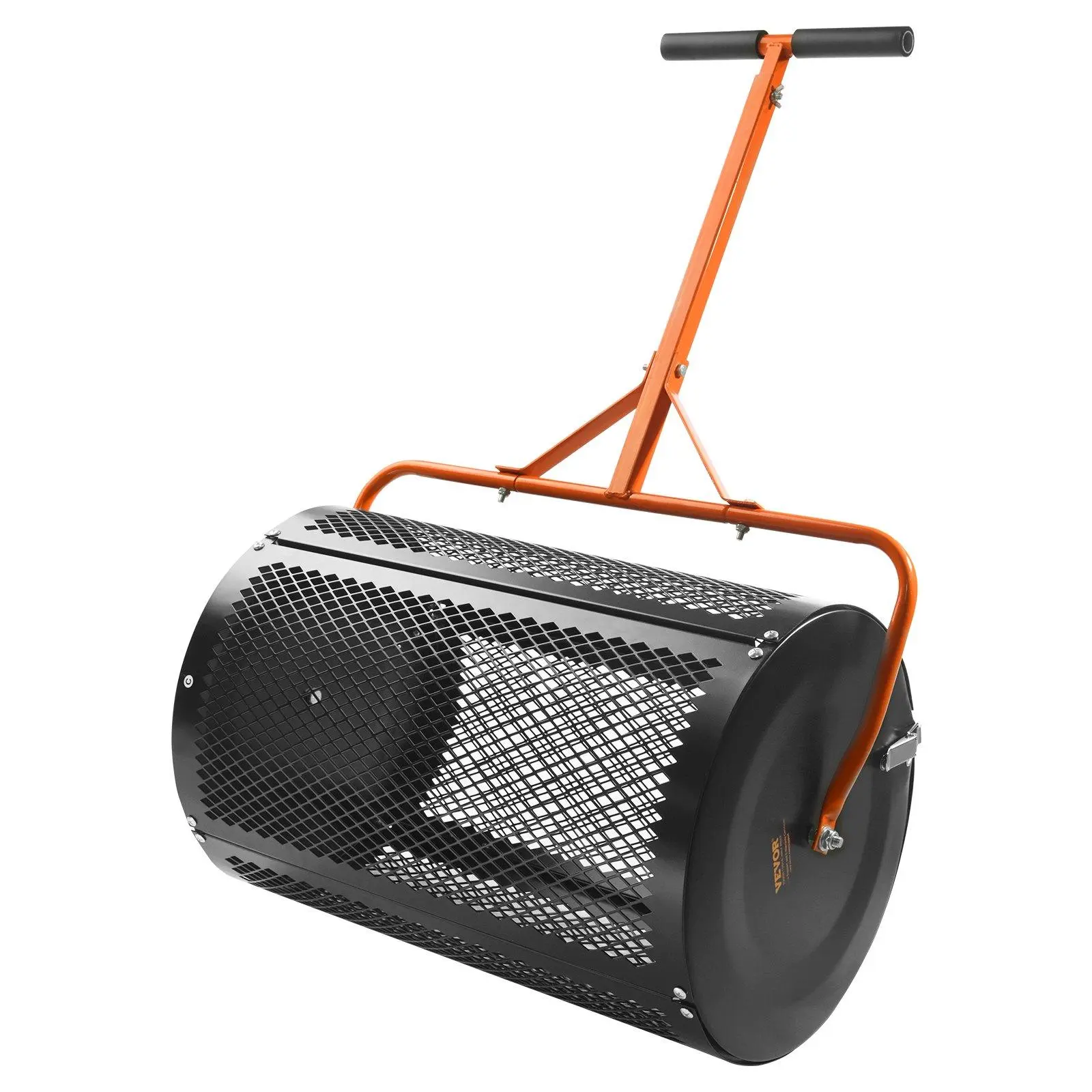 VEVOR Durable 24"-Width T-Shaped Handle Compost Spreader, 3-Adjustable Height, Steel Mesh Basket with Side Latches, Easy-to-Operate Tool for Lawn Seeding, Manure Spreading & Gardens