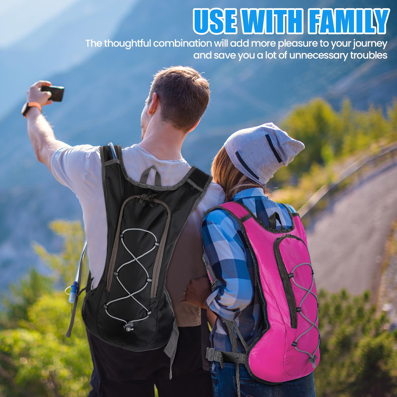 2pcs Running Hydration Vest - Lightweight Insulated Hydration Backpack with 2L Water Bladder, Adjustable Chest Straps and Reflective Water Backpack for Trail Running Marathon Race Hiking Cycling