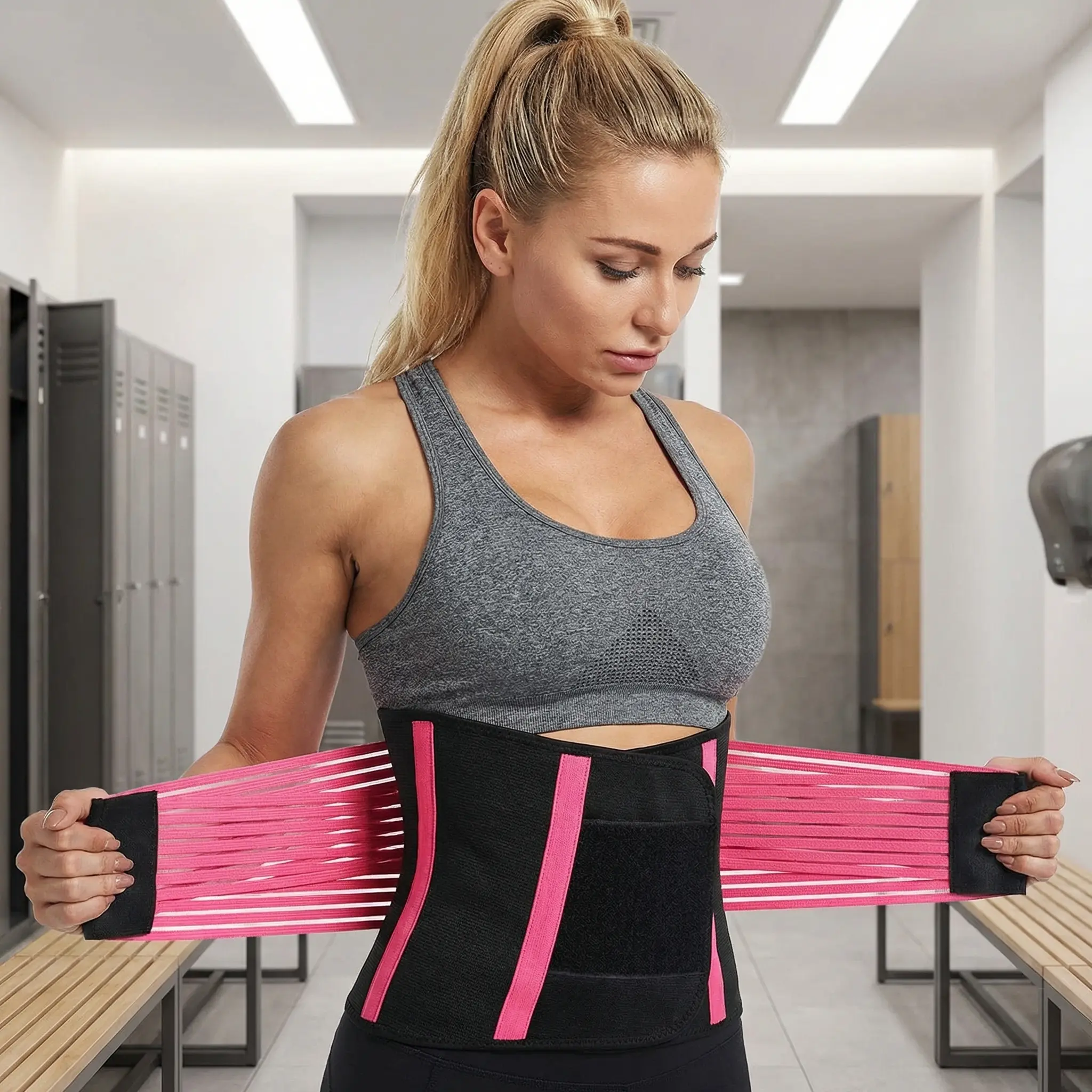 Women's Firm Compression Waist Trainer, Soft Breathable Elastic Sport Band with Adjustable Straps for Body Contouring, Tummy Control & Running, Workout Waistband, Waist Trainers, Casual, Fabric, Waist Trainer Body Shape, Gym Workouts