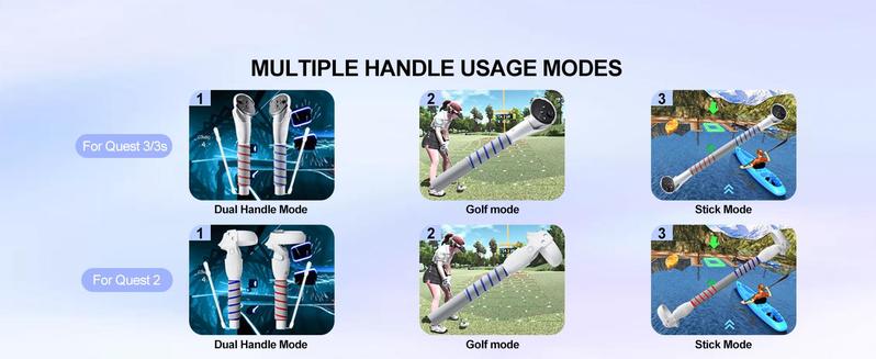3 in 1 Gorilla Tag Long Arms for Meta Quest 3S/3 and Oculus Meta Quest 2,Beat Saber Handles Attachment/Golf Club Extension Grips for VR Sticks Controller Accessories,Enhance VR Game Experience