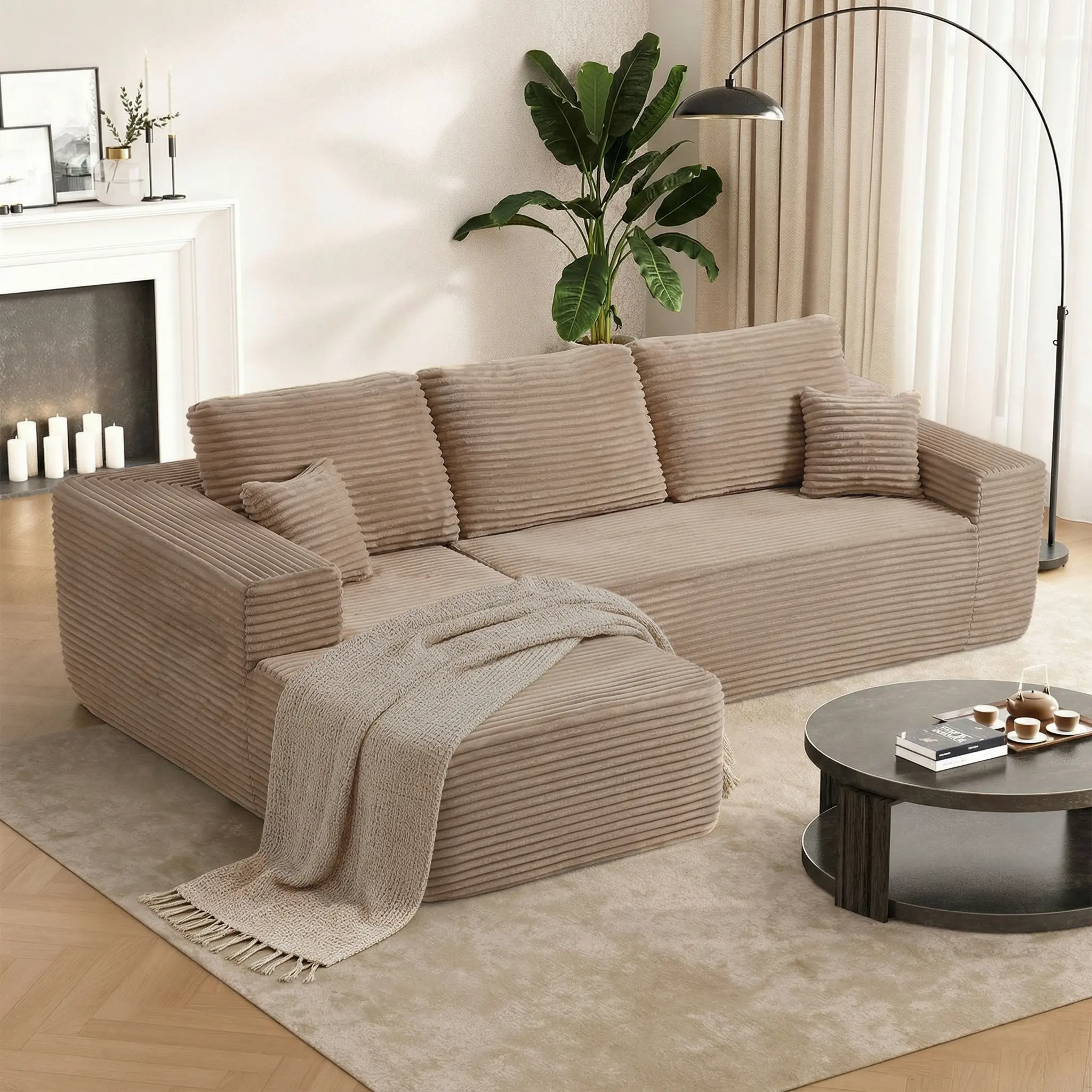 105” Left Camel Corduroy