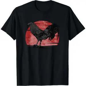 Cotton Short Sleeve  T-Shirt Vintage Rooster Graphic T-Shirt - 100% Cotton, Short Sleeve, Hoodie and Sweatshirt for autumn and winter, Crew Neck Unisex T-Shirt - Suitable for Motorcycle Riding