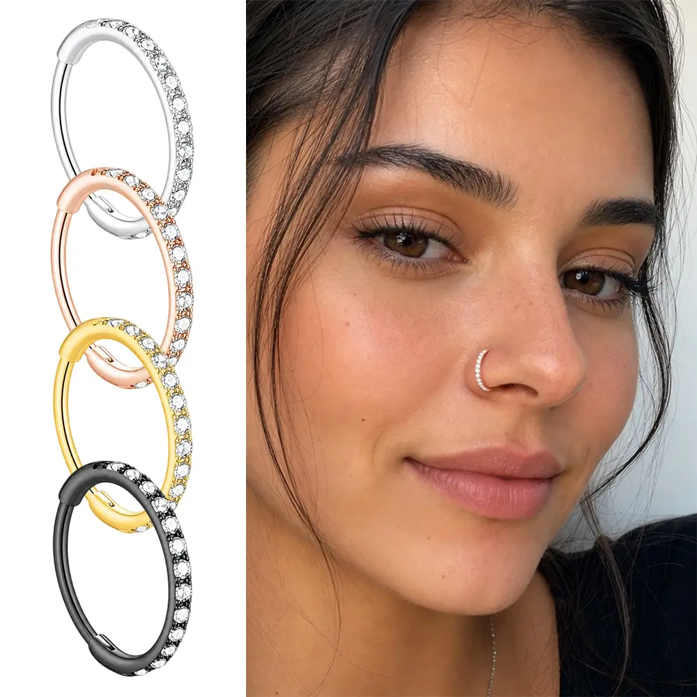 Nose Rings Surgical Steel Cartilage Earrings Tragus 316L Stainless Steel Helix Earrings Cartilage Earring 14G/16G/18G/20G Hinged Segment Rings Hoop