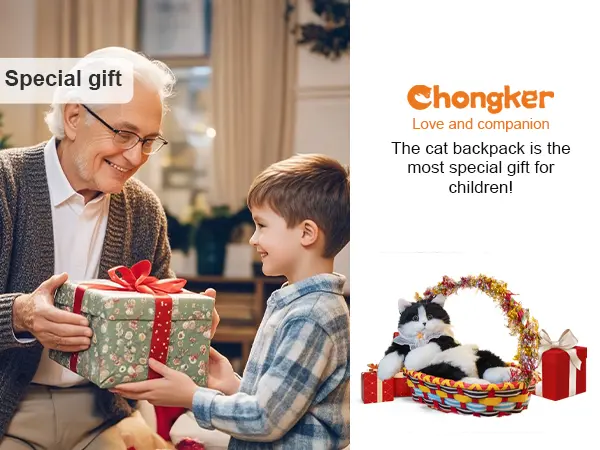 Product Introduction of 【TikTokShopBacktoSchool】Chongker Stylish Daypack Plush Cat Backpack - Realistic Stuffed Animal Fashion Accessory & Unique Gift for Cat Lovers - 1 Set Gift Wrap 8