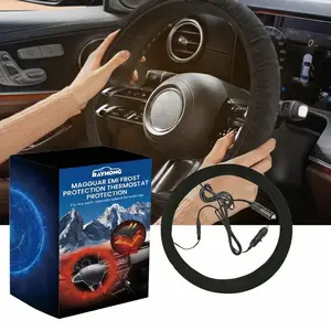 Heated Steering Wheel Cover,12V Steering Wheel Warmer with Elastic Band, 14.5-15.5 Inch Non-Slip Suede-Like Texture Steering Wheel Protector Cover for Winter Universal Fit Steering Wheel Outer for Cars Trucks Vans, Simple to Install