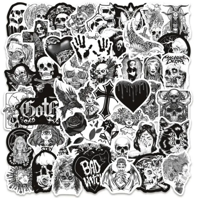 Gothic Series Stickers Set, 100pcs Includes Sticker & Design for Scrapbooking Journals Laptops Water Bottles Cars, Positive Message Gift, Halloween, Premium Skull Stickers, Skull Decal, Sticker Decals