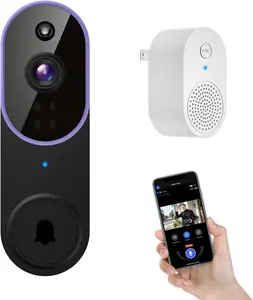 1080p Wireless Smart Doorbell Camera with Doorbell Receiver, HD Live Image, AI Human Detection, 2.4GHz Wi-Fi, Two- Way Audio, Cloud Storage, Battery Powered Camera (Purple)