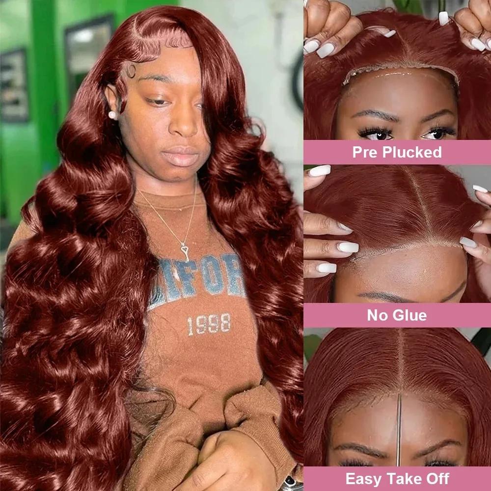 Bling Hair Body Wave 9x6 Glueless Wig Reddish Brown Ginger Colored #33 Preplucked Remy Brazilian 7x5 Lace Closure Wigs HD Lace No Tangling No Shedding 180 Density Wig Bling Hair Body Wave 9x6 Glueless Wig Reddish Brown Ginger Colored #33 Preplucked Remy Brazilian 7x5 Lace Closure Wigs HD Lace No Tangling No Shedding 180 Density Wig