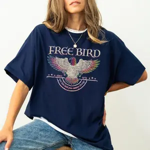 Free Bird Shirt 1973 Retro Music Band T-Shirt, Vintage Rock Graphic Tee for Men Women, Oversized Loose Fit Crew Neck Top, Classic Southern Rock Apparel, Aesthetic 70s Western Style, Trendy Unisex Concert Outfits