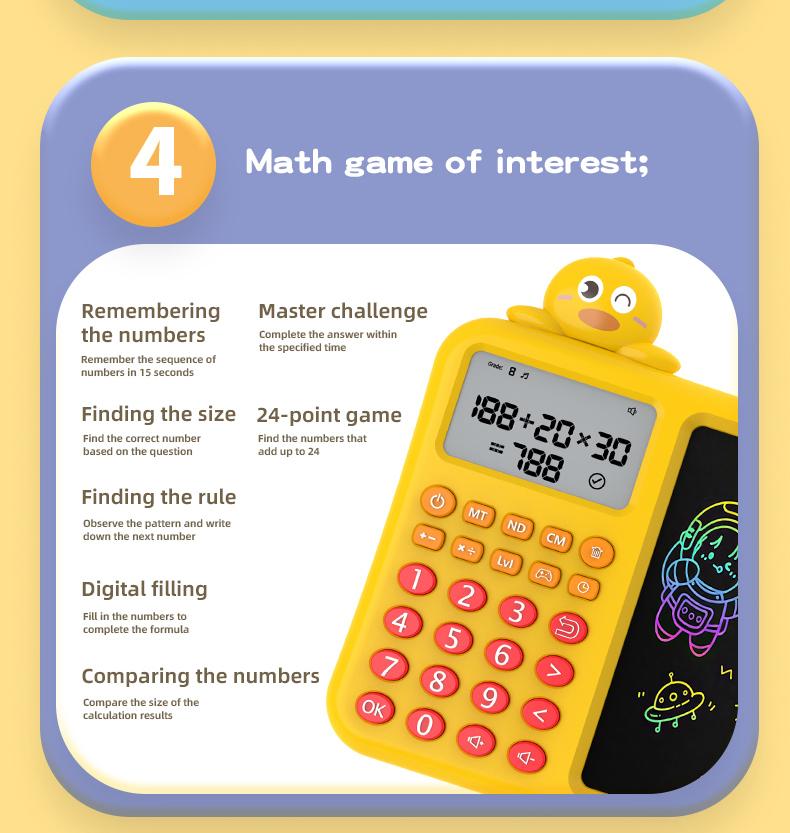 Interactive Math Drawing Toy for Kids Ages 3–8, Erase & Practice Addition Subtraction Multiplication Division, Screen-Free Learning Set with Talking Book