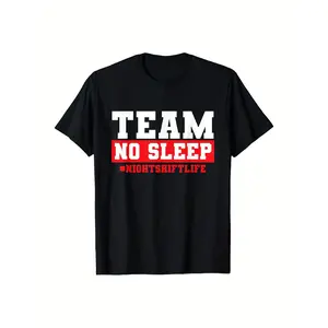 Night Shift T-Shirt for Nurses & Night Shift Workers - Team No Sleep Graphic Print with Night Shift Life Hashtag, Soft Breathable Cotton, Lightweight Crew Neck, Regular Fit, Machine Washable, Unisex Adult Sizes S-XXXL,  Oversized Comfy