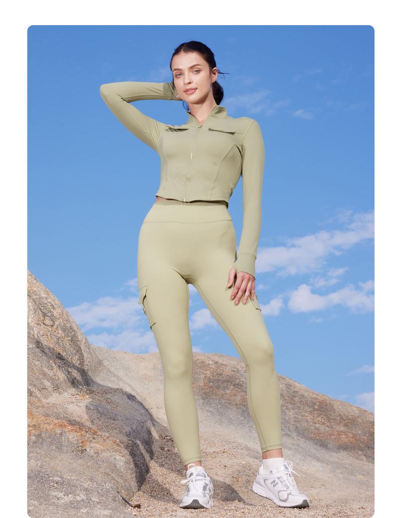 YEOREO CoreFlex Workout Cargo Leggings with Pockets for Women Hidden Scrunch Butt Lifting Leggings Gym Yoga Pants