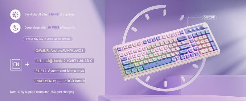 [Restock]AULA S99 Key Keyboard, Tri-Mode Bluetooth/2.4GHz/USB-C Cute Creamy Gaming Keyboard with Number Pad RGB Backlit, Media Knob Custom for MAC Xbox PC Gamer Valentine's Day gift S99 Keyboard Fixed Keycaps & Switches (Non-Replaceable)