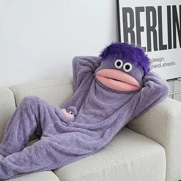 Cute Monster Wearable Blanket Hoodie, same style for both men and women. Soft frosting fleece loose pullover for warm and comfortable home and casual wear. Funny pajamas. Father's Day gift. Suitable for home and parties. Halloween theme.