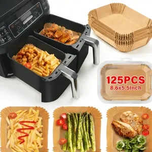 125PCS Rectangle Air Fryer Liners, Heavy-Duty Non-Stick Parchment Paper, Oil & Water Resistant Disposable Liners for Ninja Dual Zone Air Fryer, A Must-Have for Weekly Meal Prep