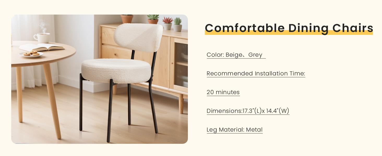 Dining Chair Set of 2 Boucle Upholstered Kitchen Chairs with Curved Backrest & Metal Legs - Mid Century Modern Round Dining Room Chairs for Vanity or Living Room Tufted Velvet Dining Chair Set of 2 Boucle Upholstered Kitchen Chairs with Curved Backrest & Metal Legs - Mid Century Modern Round Dining Room Chairs for Vanity or Living Room Tufted Velvet