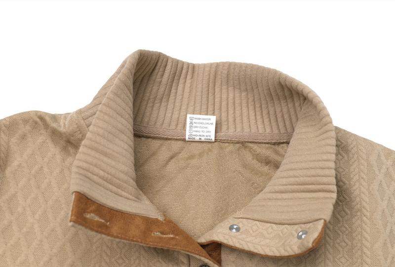 Men's Stand Collar Long Sleeve Casual Outdoor Jacquard Knitwear | New Polo Shirt Men's Ribbed Pullover Circular Knit Polyester Shirt, Stylish Men's Everyday Knitwear, Autumn and Winter, Gift for Father, Classic Knitwear for Husband