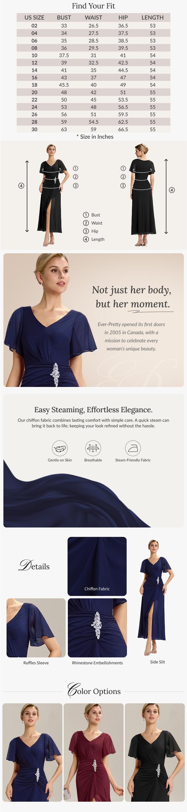 Ever-Pretty  dress holiday dress, Flowy Maxi Dress , V - Neck, Flutter Sleeves & Draped Skirt , Formal dress,Evening dress,party dress 02323