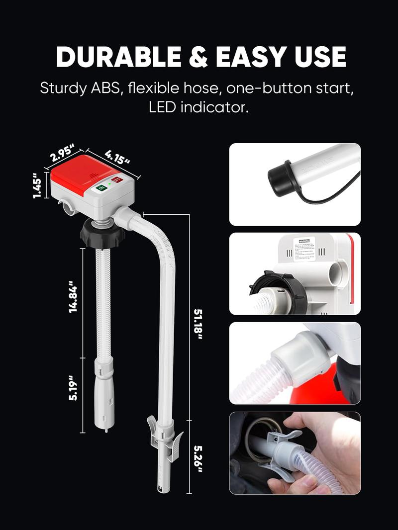 SHEKAR Portable Automatic Car Fuel Transfer Pump Auto-Stop 3.2GPM, USB Charging for Gasoline, Diesel, Kerosene, Light Oils, Non-Potable Water, Apply to Automobiles, Motorcycles, Lawn Mowers, Chainsaws, Agricultural Equipment, Heavy Duty