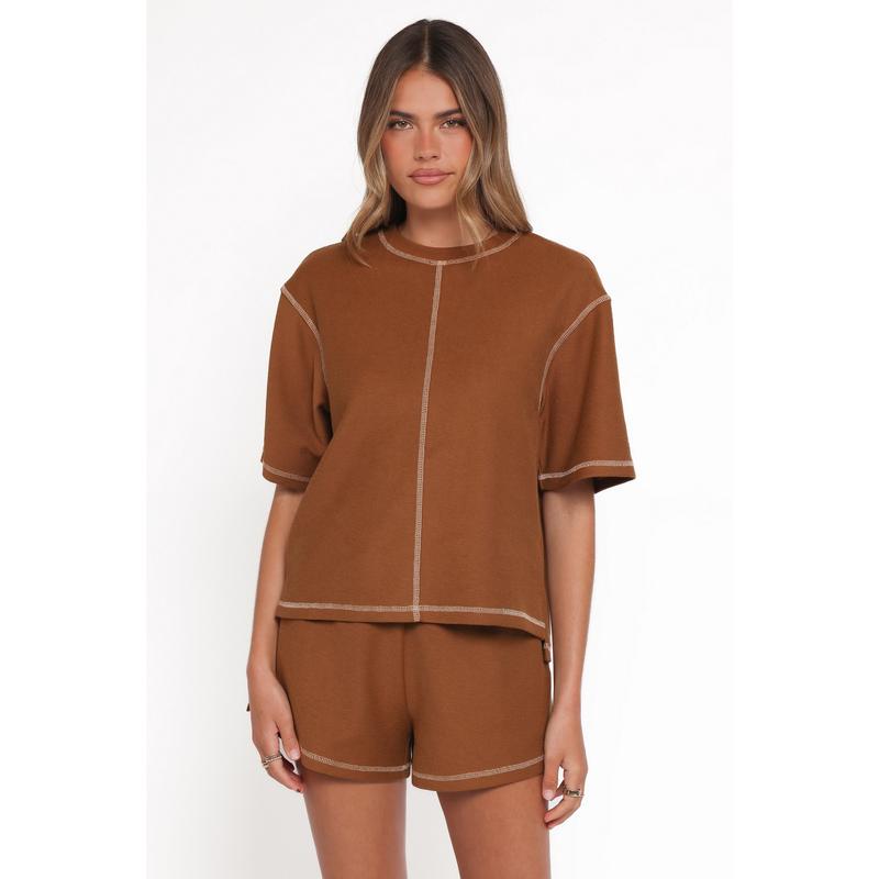 Melody Knit Short Set - Chocolate