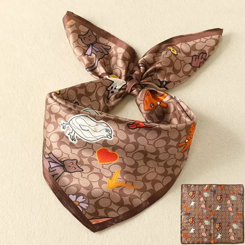 Women's Square Scarf, Silk Scarf, Women's Summer Thin Sunscreen, Spring and Autumn Women's Headscarf, Baotou Scarf, Tie Bag, Hairband, Belt, Shawl, Face Mask