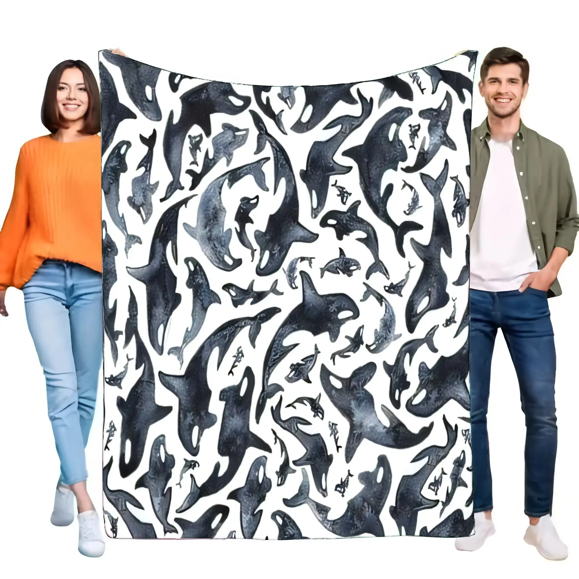 Orca Whale Cozy Blanket Soft Warm Plush Throw For Bed Sofa Home Decor Perfect Gift For Nature Lovers Christmas Birthday Mothers Day Gift Halloween Gift