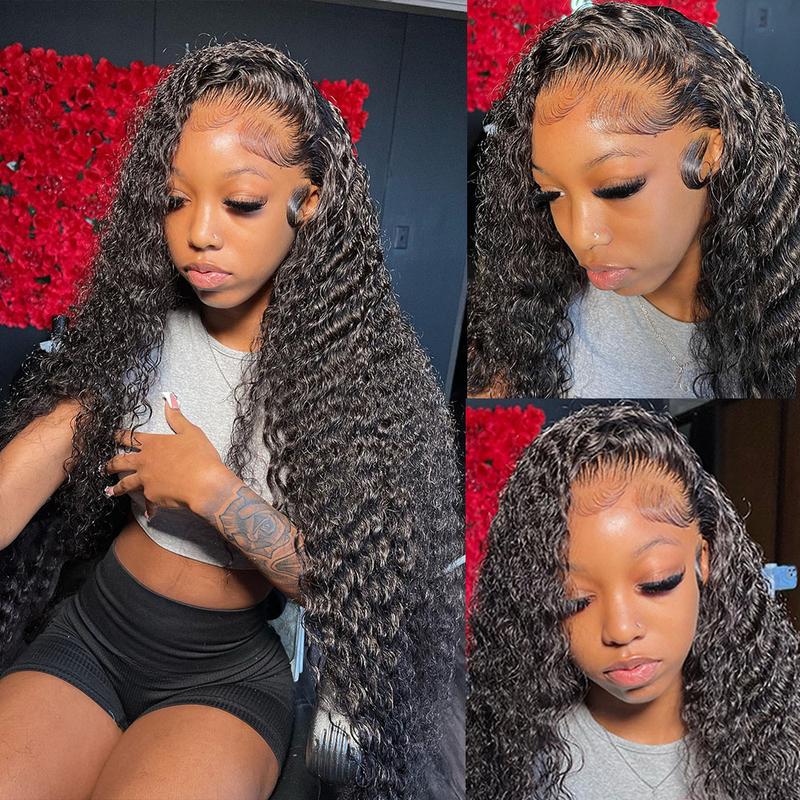Bling Hair Deep Wave HD Lace front 13x6 13x4 Kinky Curly Human Hair Wigs Transparent Lace Frontal Wig PrePlucked 180 Density Wigs For Women with Baby Hair TikTokShopHolidayHaul
