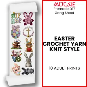 Easter DTF Transfers - Crochet Yarn Knit Gang Sheet - 10 Designs Ready to Press
