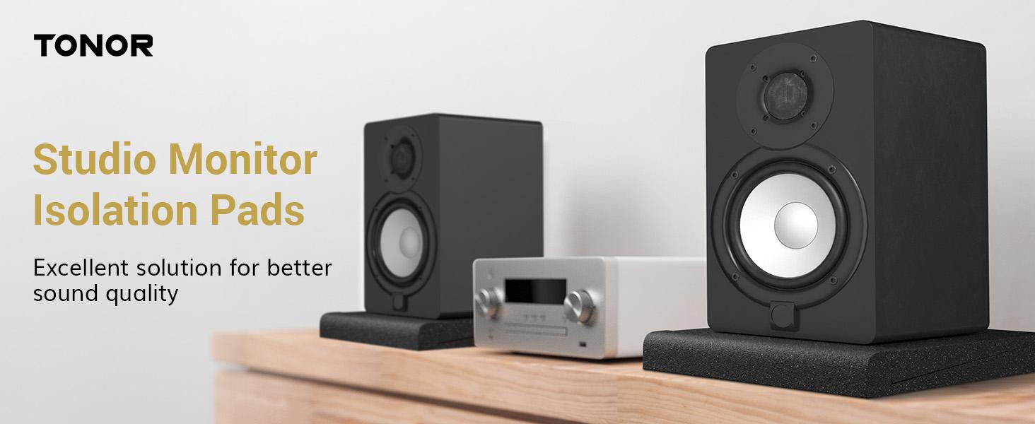 TONOR Isolation Pads for Speakers, Studio Monitor Acoustics Foam, High-Density Soundproofing Panels, Adjustable Angle, Prevents Vibrations, Pack of 2