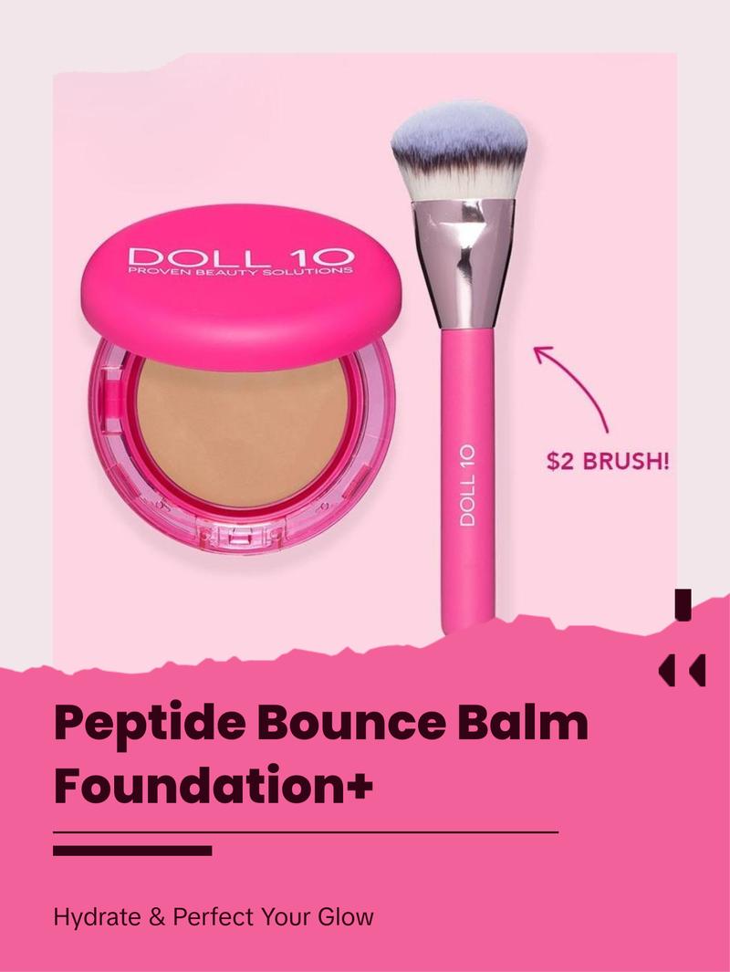Peptide Bounce Balm Foundation with Brush Hydrating Compact Makeup Setting Coverage