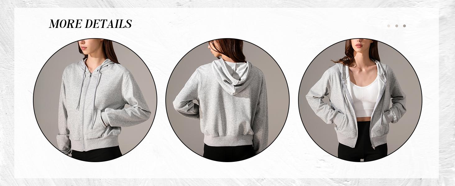 Yimoon Zip Up Hoodie Women Cropped Casual Sweatshirts Workout Long Sleeve Drawstring Hooded Jacket Crop Tops Stylish Versatile Comfort Functionality Yimoon Zip Up Hoodie Women Cropped Casual Sweatshirts Workout Long Sleeve Drawstring Hooded Jacket Crop Tops Stylish Versatile Comfort Functionality