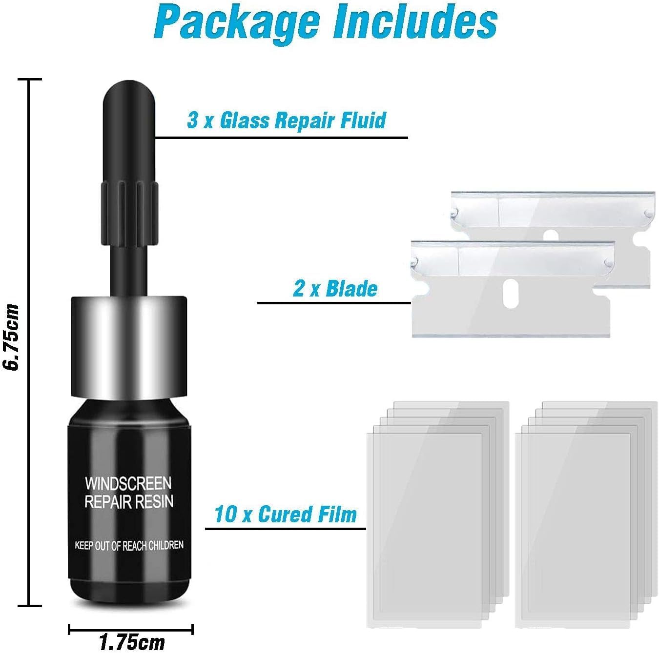 2 pcs Windshield Repair Kit, Car Crack Kit Glass with Resin Scratch Chip Cracks Repair Kit for Repairing Auto Glasses Windshield/Cracks/Chip (Dark Black) np