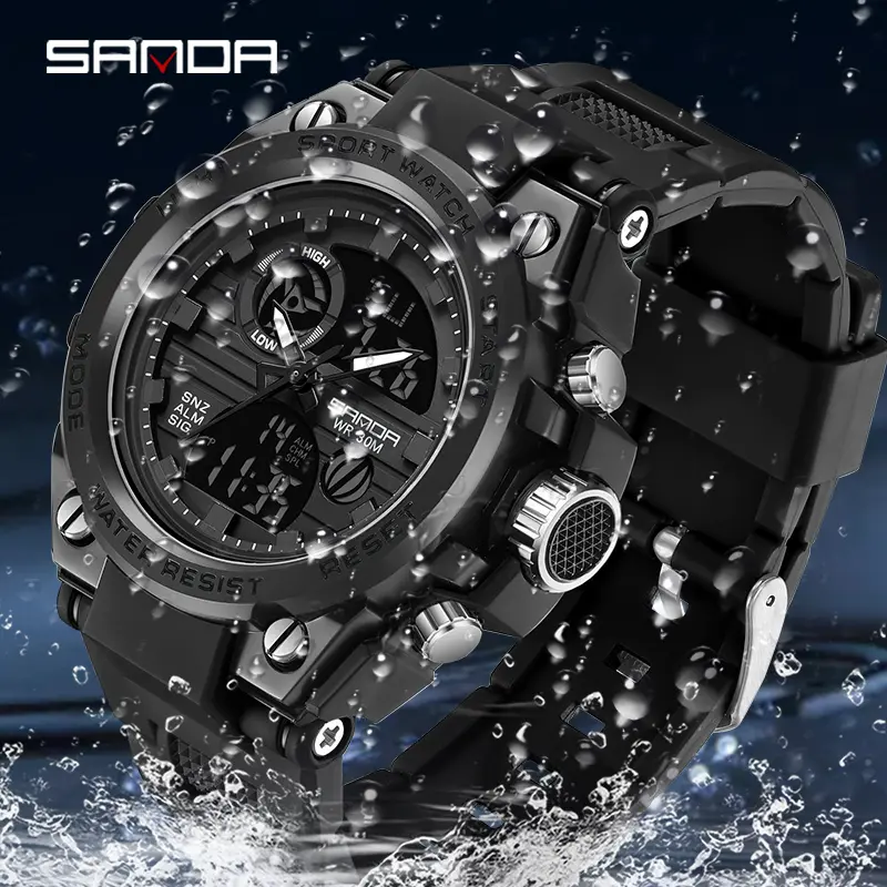 Dual-Display Sport Watch |  Strap, Stainless Steel Back, Daily Waterproof | Your Go-To Active Timepiece