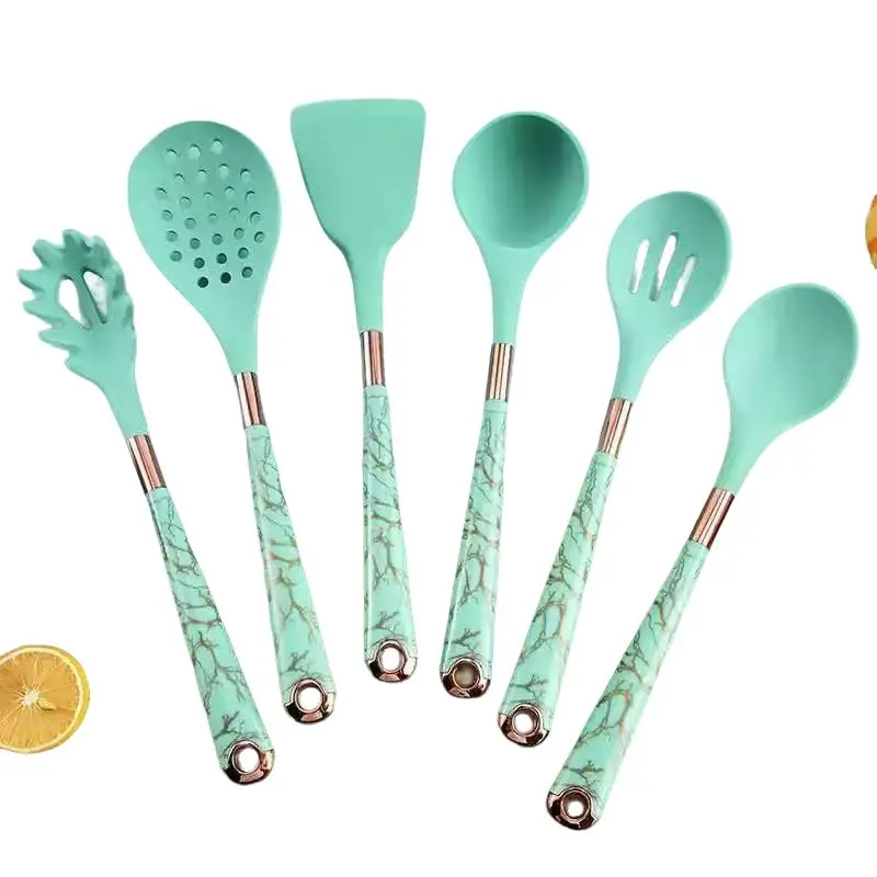 Marble Pattern Silicone Cooking Utensils Set, 7 Counts/set Non-stick Heat Resistant Cooking Utensils Set, Kitchen Cooking Utensils Set, Nonstick Cooking Spoon, Kitchen Cooking Accessories, Kitchen Tools And Gadgets