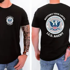 Support Your Local ICE Agent T-Shirt, Graphic Tees for Women for Men Cotton Fabric
