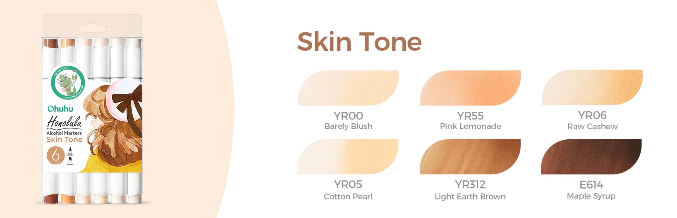 Ohuhu Alcohol Markers: Brush& Chisel Dual Tips - 6 colors - Alcohol-based Art Marker Set for Artist Adult Coloring Book Illustrations- Refillable - Honolulu Series of Ohuhuart