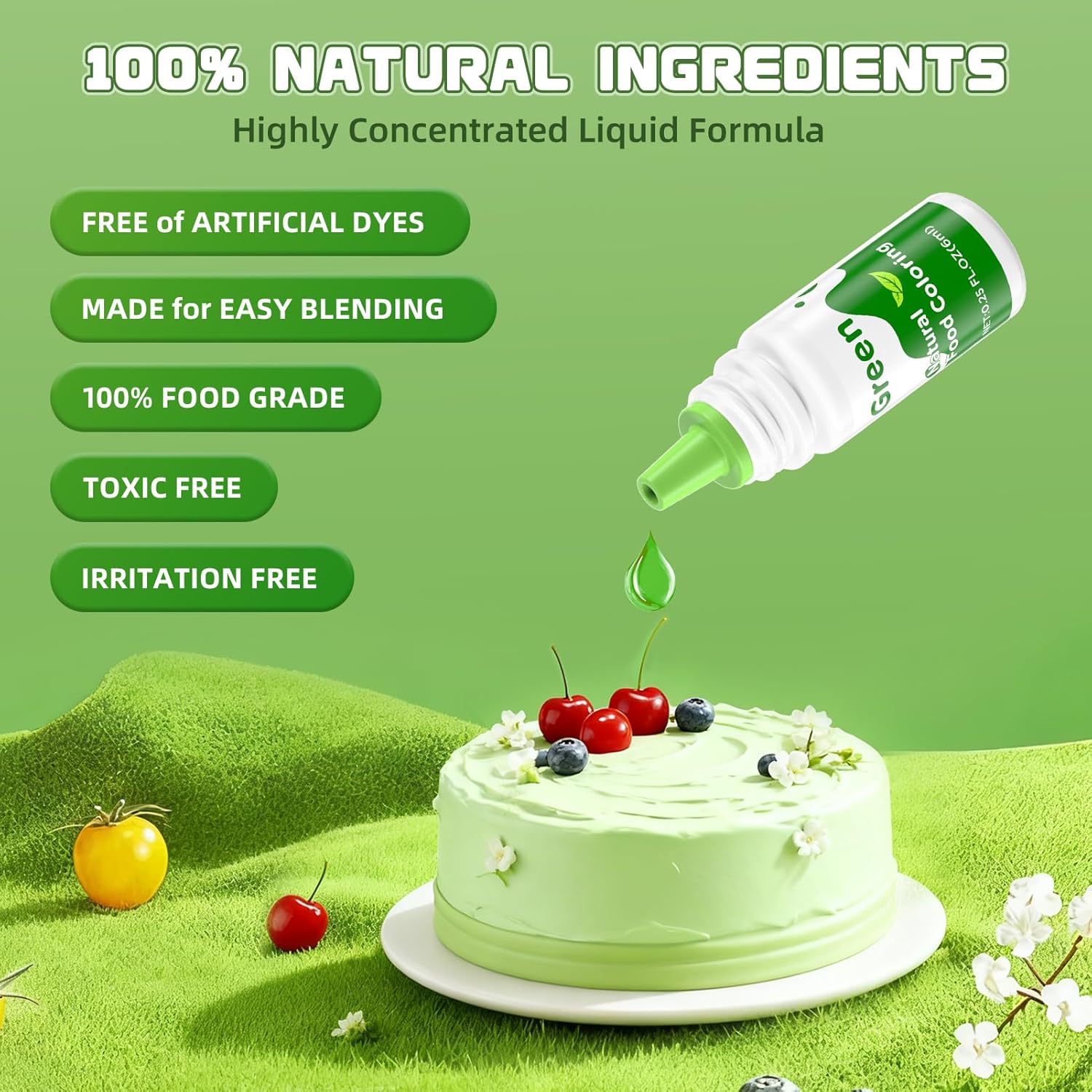 6 Natural Liquid Food Coloring 6ml/bottle, Vibrant Food-Grade Dye-Free & Vegan, Baking Supplies for Cake Icing, Frosting, Cookies & Desserts Cream Nata 6 Natural Liquid Food Coloring 6ml/bottle, Vibrant Food-Grade Dye-Free & Vegan, Baking Supplies for Cake Icing, Frosting, Cookies & Desserts Cream Nata