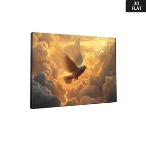 2D Flat, 1pc Large White Dove Canvas Poster - Greek Key & Dove Design Symbolizing Peace, Wrapped Frame Wall Art for Home, Bedroom, Library Decor, 2D Flat, Large Wall Art, Framed Canvas Wall Art, Wall Art Prints, Framed Wall Art Ready To Hang, Moder