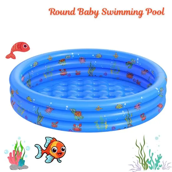 Garden Round Inflatable Baby Swimming Pool, Portable Inflatable Child/Children Little Pump Pool,Kiddie Paddling Pool Indoor&Outdoor Toddler Water Game Play Center for Kids/Girl/Boy
