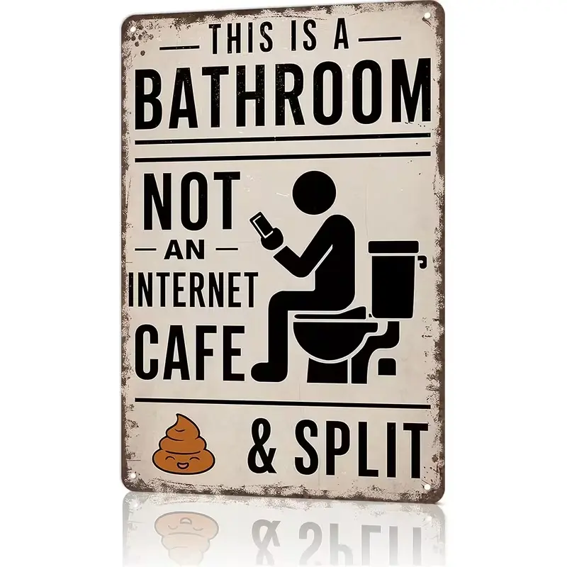 2D Flat 8*12" Funny Bathroom Wall Decor Metal Sign - Vintage "This Is A Bathroom Not An Internet Cafe" Aluminum Wall Art, Farmhouse Bathroom Toilet Decor