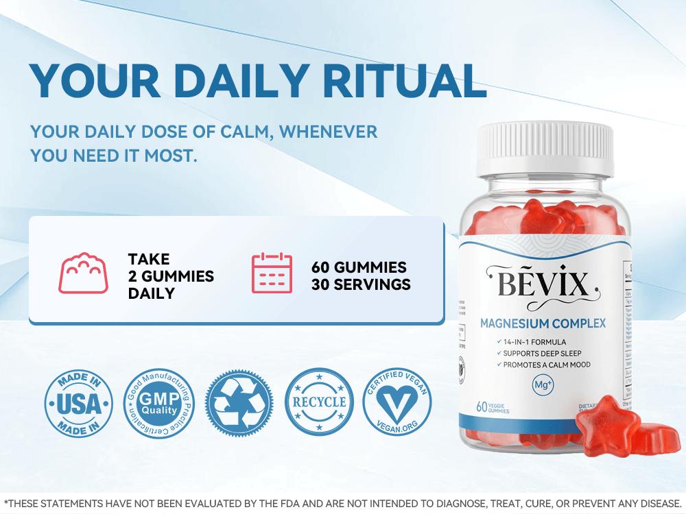 BEVIX 14-in-1 Magnesium Gummies for Sleep & Stress Relief – Melatonin-Free, with Ashwagandha, L-Theanine & 12 Forms of Magnesium  Healthcare  Natural