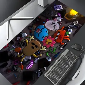 Cartoon Monster Toy  Design Extra Large Gaming Desk Mat, 90s Gamer Nostalgia Decor  Aesthetic Desktop Drotection Pad,Washable Rubber Pad Non-Slip Lock Edge Multi-Size Desk Mat Suitable For Home Office,Good Gift for Family and friends Mousepad