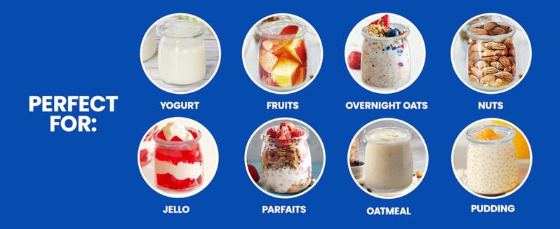 Ultimate Yogurt Jars - 8 Count Small Glass Cups with Lids -  Yogurt Maker Not Included - BPA Free, Airtight & Dishwasher Safe - Perfect Kitchen Storage for Yogurt, Pudding & More - Canister