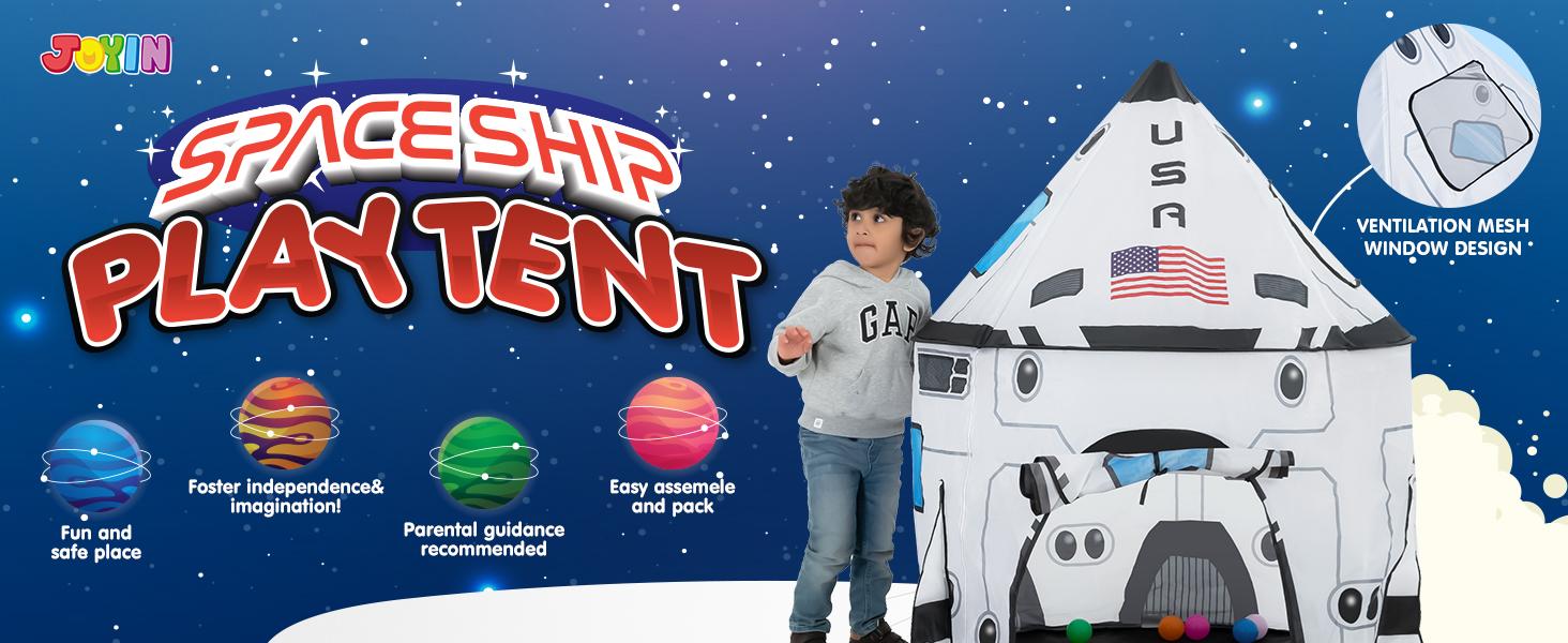 2025 Toys for Kids Rocket Ship Play Tent Pop up Play Tent Indoor Outdoor Spaceship Playhouse Tent Set Kids Outdoor Play  easter gifts for kids