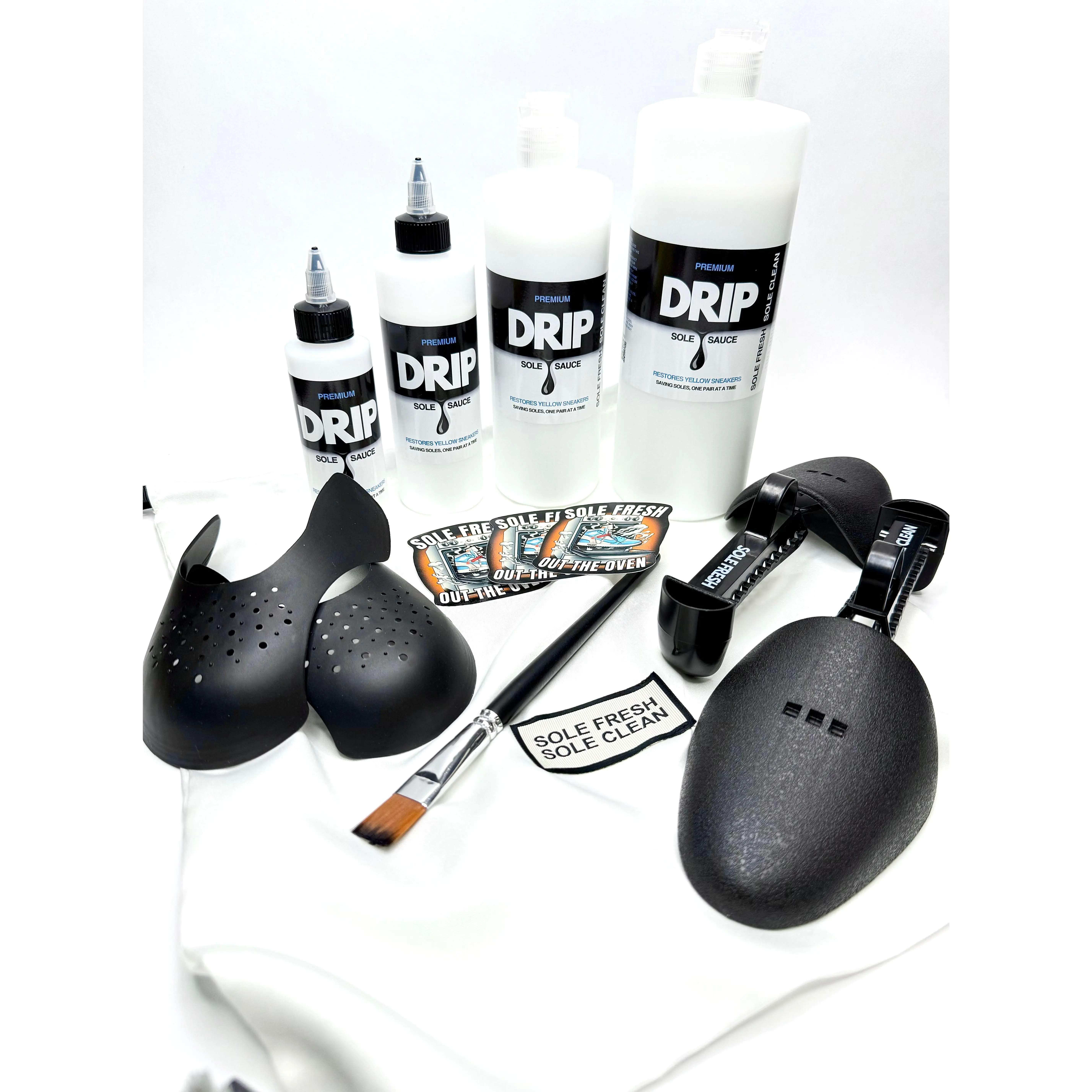 Drip Signature Bundle - Sneaker Restoration Kit with Sole Sauce, Applicator Brush, Crease Shields, Shoe Trees, Dust Bag & Bonus Sticker