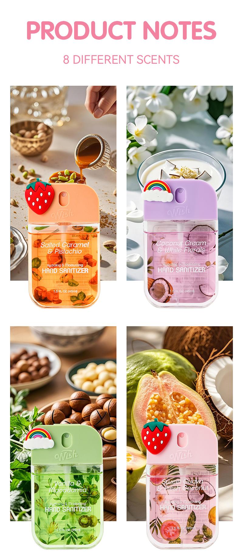 Wish Gift Box Set Power Mist Hydrating Hand Sanitizer Spray 1.5 fl oz Cute Portable Travel Size DIY Gift for Children Aroma Hygiene Products