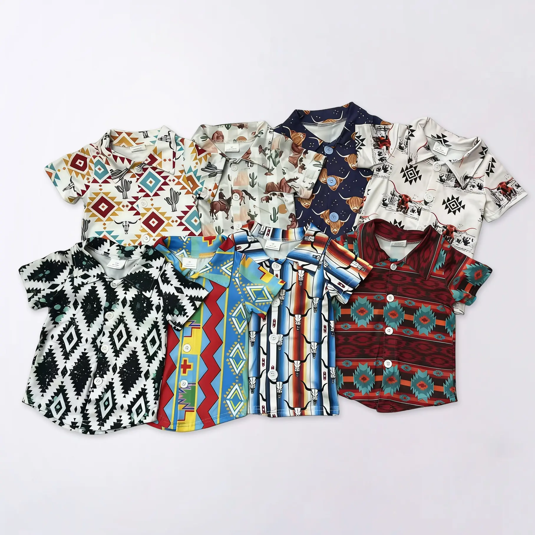 Boys' Western Cowboy Short-Sleeve Polo Shirts, Baby Boy Clothes
