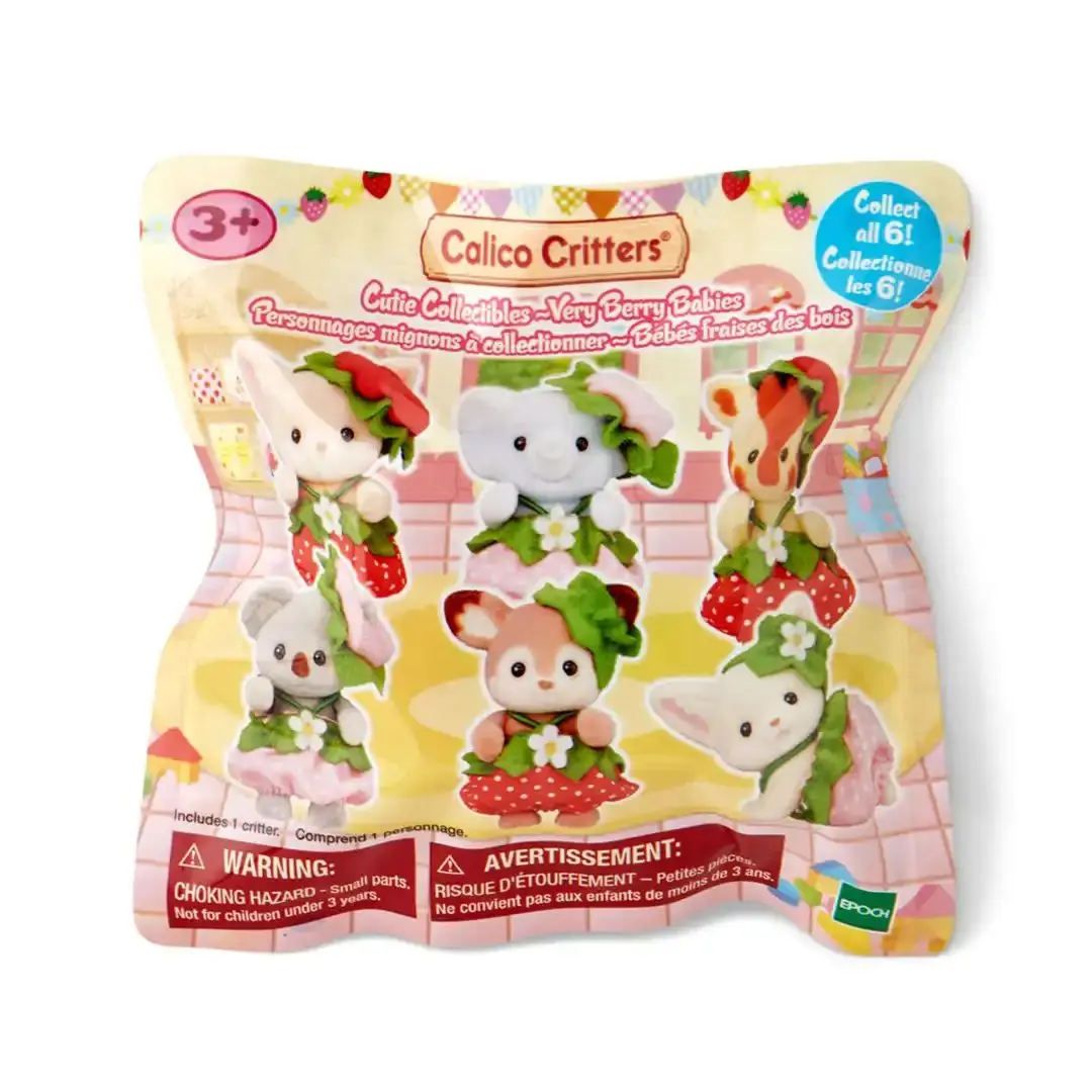 Calico Critters Very Berry Babies Berry Theme Blindbags - Cute Collectibles, Mini Polka Dot Top Blind Bag, Collectible Surprise Pack, Collect All 6 Blind Box Item