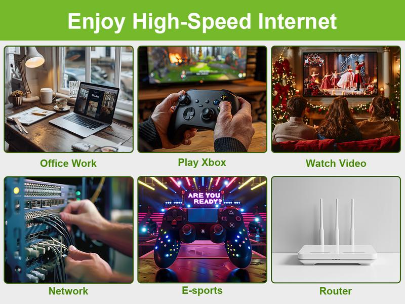 Syston Cat6a CMR Ethernet Internet Cable UTP Riser Rated 23AWG Solid Copper 700MHz 10Gbps for Indoor Outdoor PoE++ RJ45 LAN Gaming Office Data Centers