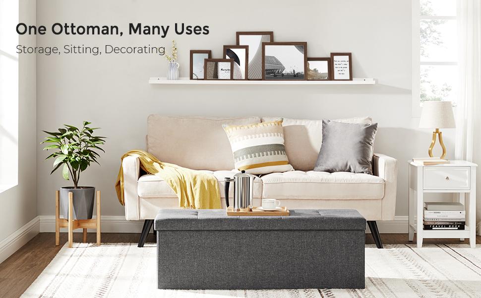 SONGMICS HOME 43 Inches Folding Storage Ottoman Bench, Storage Chest, Foot Rest Stool, Bedroom Bench with Storage SONGMICS HOME 43 Inches Folding Storage Ottoman Bench, Storage Chest, Foot Rest Stool, Bedroom Bench with Storage